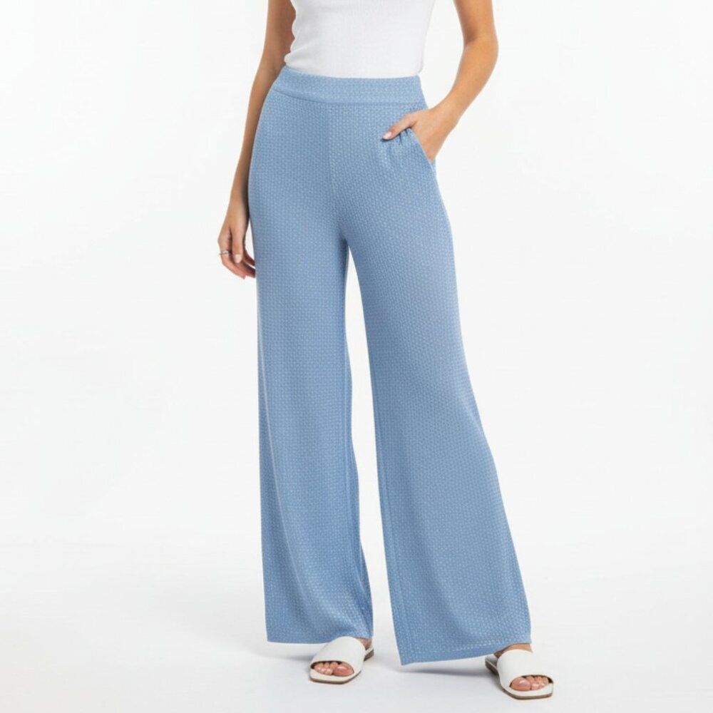 Boston Proper Blue Rhinestone Trim Knit Wide Leg Lounge Pants M